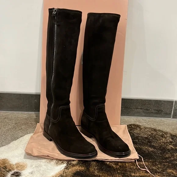ミドルブーツ MIU MIU Suede boots with laterali straps Miu Miu | Shoes | Miu Miu Brown Suede Boots | Poshmark
